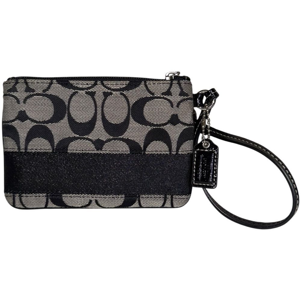 COACH Monogram Canvas Sparkle Stripe Wristlet